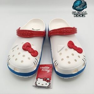 Hello Kitty Kids Classic Crocs! White, Red, and Blue Mens 10 Or Womens 12 New